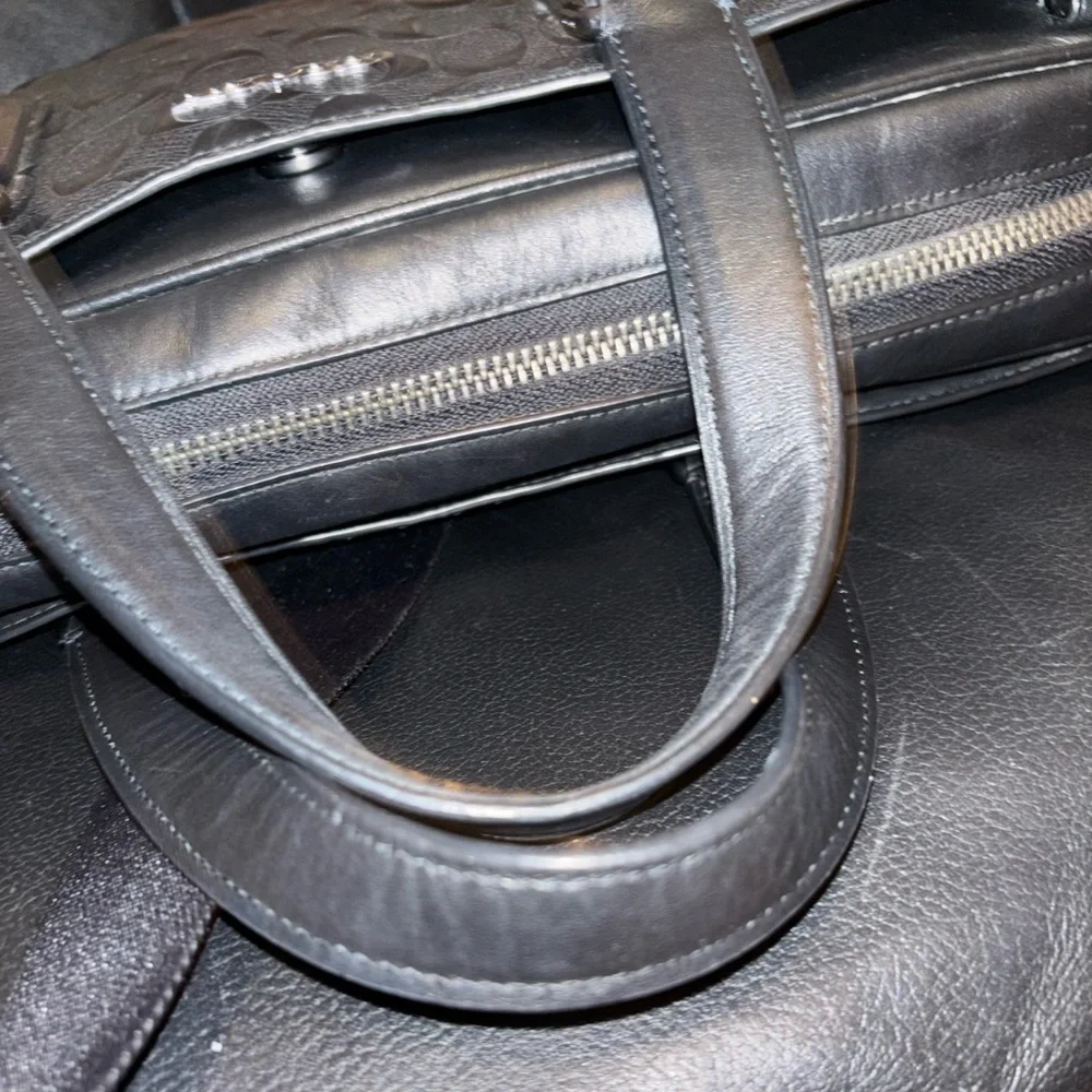 Coach Embossed Black Leather Briefcase